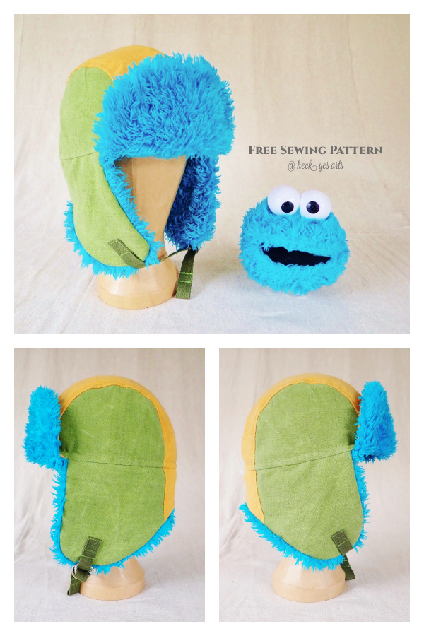 Cookie Monster Fur Trapper Hat Free Sewing Pattern