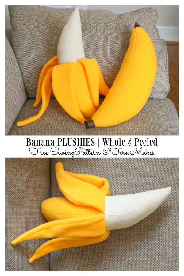 Fabric Banana Plushies Free Sewing Pattern