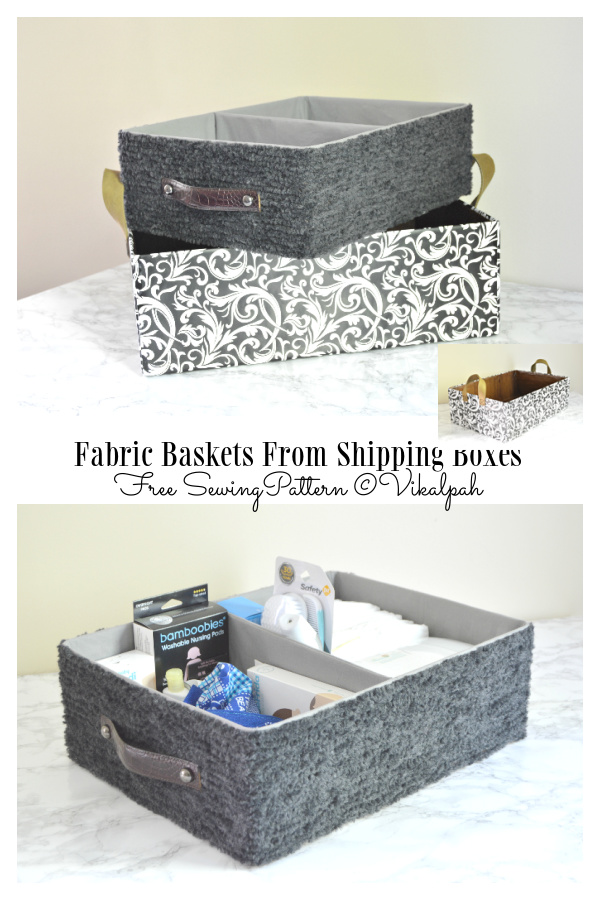 Fabric Baskets From Shipping Boxes DIY Tutorial (2 Ways)