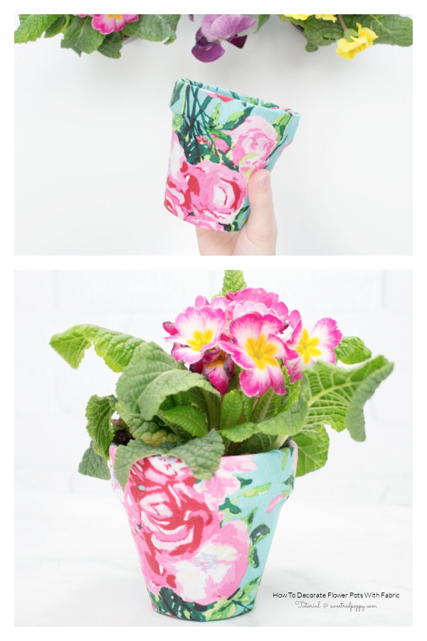 Fabric Covered Plant Pots DIY Tutorials