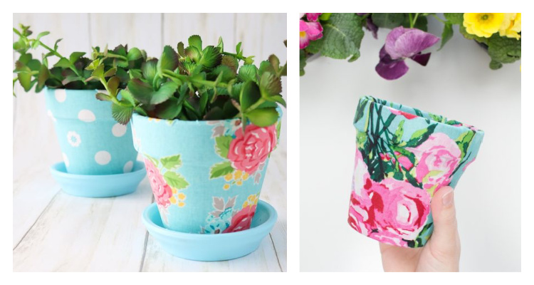 Fabric Covered Plant Pots DIY Tutorials