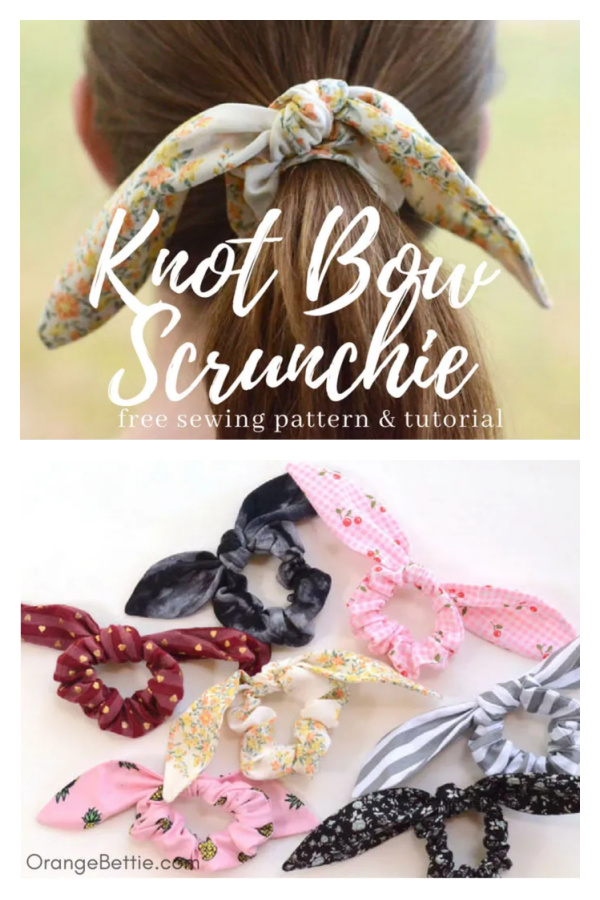 Fabric Knot Bow Scrunchie Free Sewing Pattern