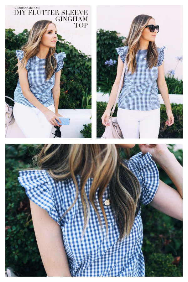 Gingham Flutter Sleeve Top Free Sewing Tutorial