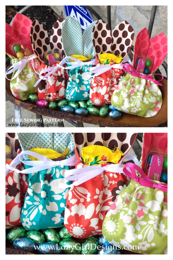 Last Minute Easter Bunny Treat Bag Free Sewing Patterns | Fabric Art DIY