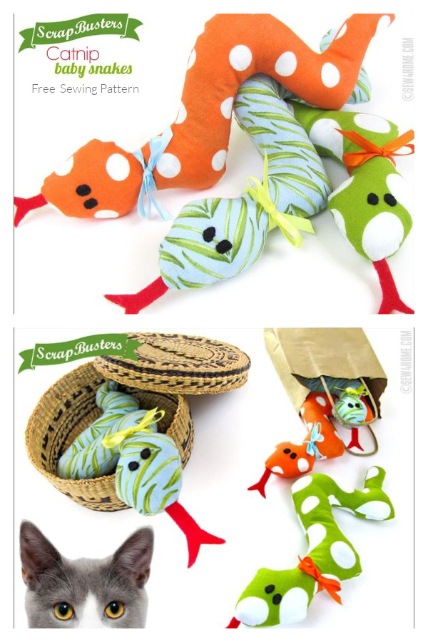 Baby Snakes Catnip Cat Toys Free Sewing Pattern