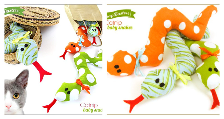 Baby Snakes Catnip Cat Toys Free Sewing Pattern | Fabric Art DIY