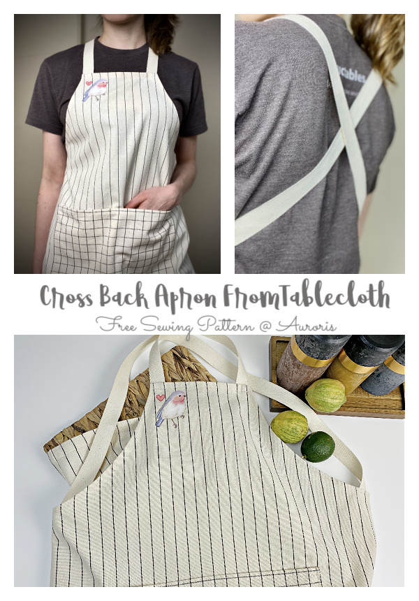 Cross Back Apron From Recycled Tablecloth Free Sewing Pattern