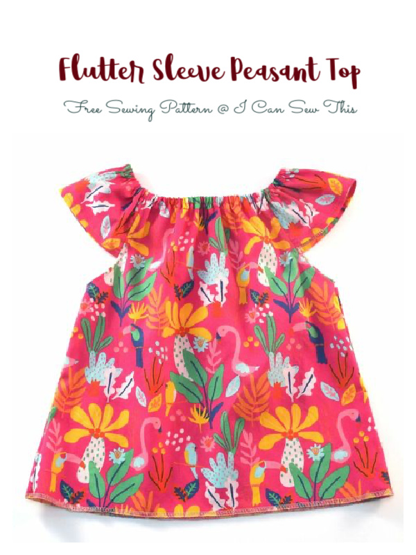 Little Girl Flutter Sleeve Peasant Top Free Sewing Pattern
