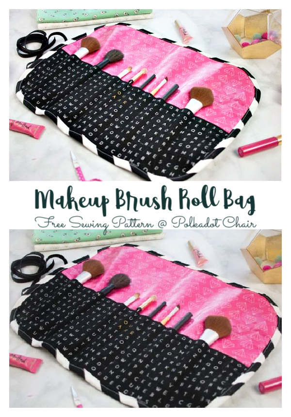 Makeup Brush Roll Bag Free Sewing Pattern