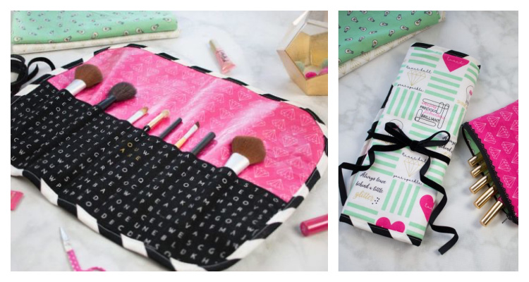 Makeup Brush Roll Bag Free Sewing Pattern | Fabric Art DIY