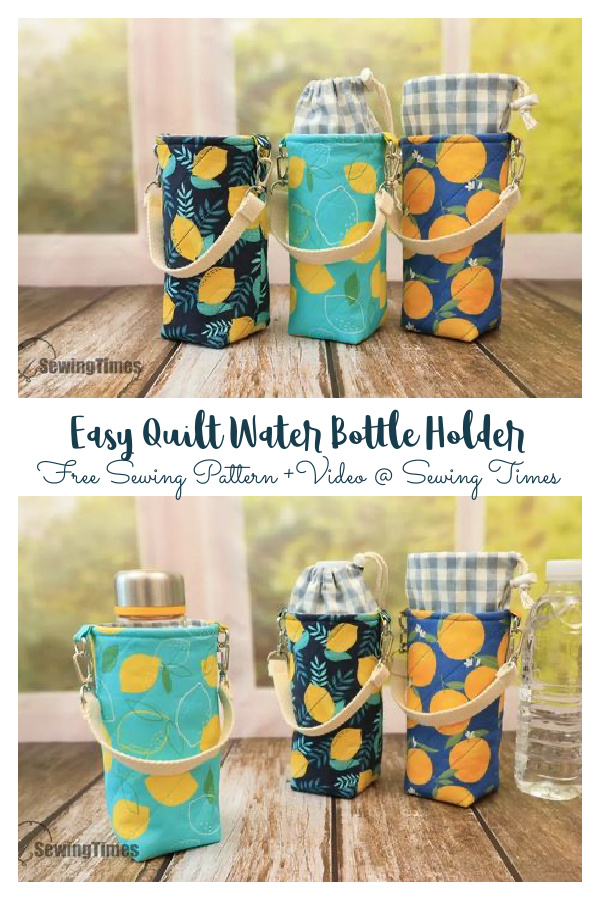 Easy Quilt Water Bottle Holder Free Sewing Pattern+Video