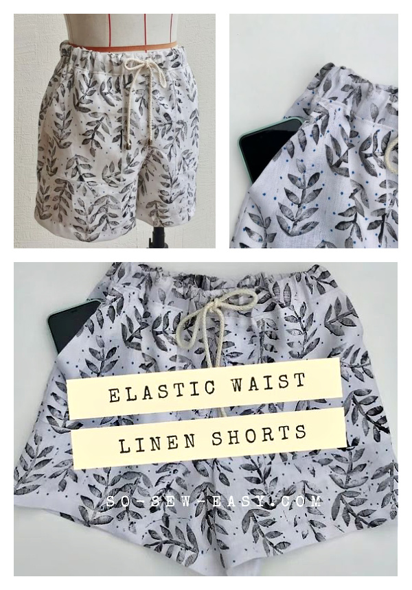 Elastic Waist Linen Shorts Free Sewing Pattern 