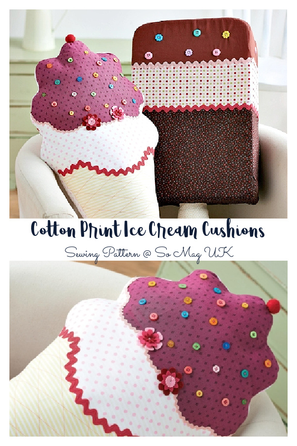 Cotton Print Ice Cream Cushions Free Sewing Patterns