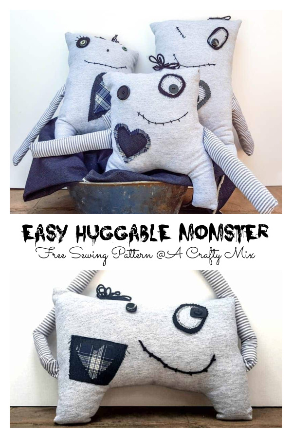 Easy Huggable Momster Toys Free Sewing Pattern