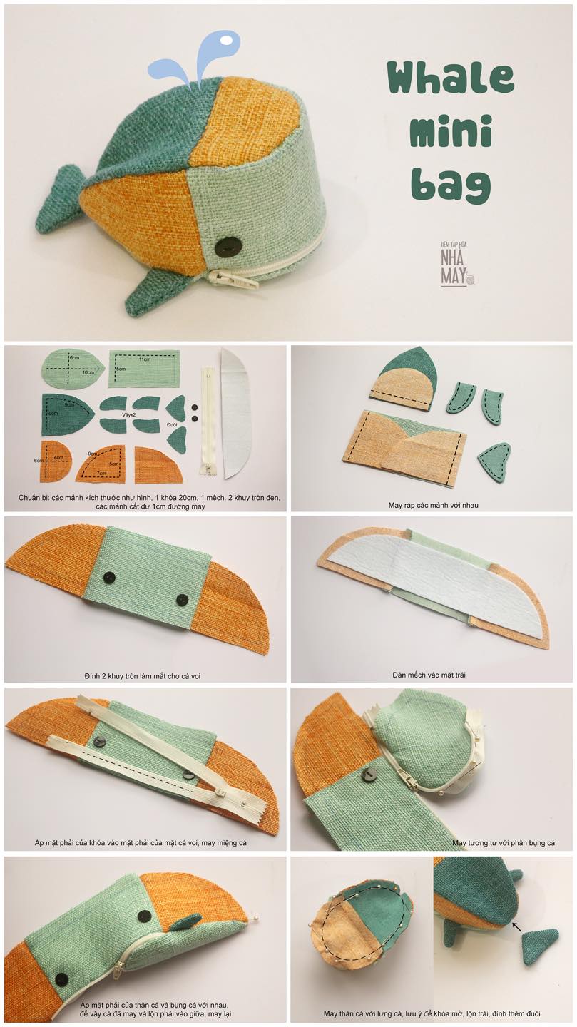 Fabric Whale Min Bag Free Sewing Pattern