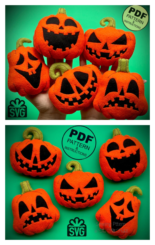 Hanging Pumpkin Felt Ornament Sewing Pattern