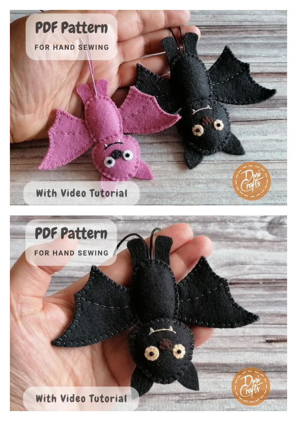 Halloween Bat Felt ornament Sewing Pattern