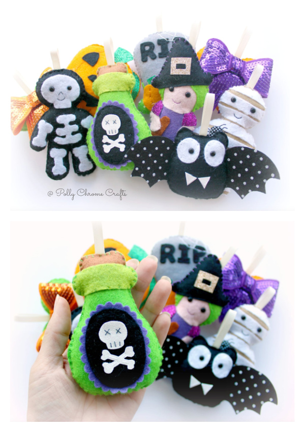 Super cute Halloween felt ornament seT Sewing Pattern