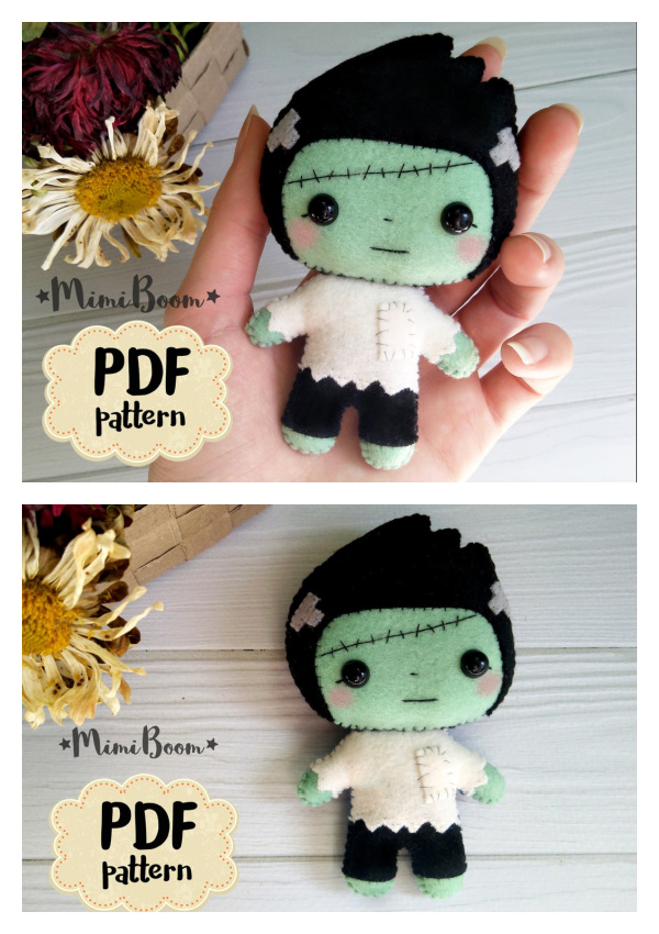 Adorable Felt Frankenstein Doll Sewing Pattern