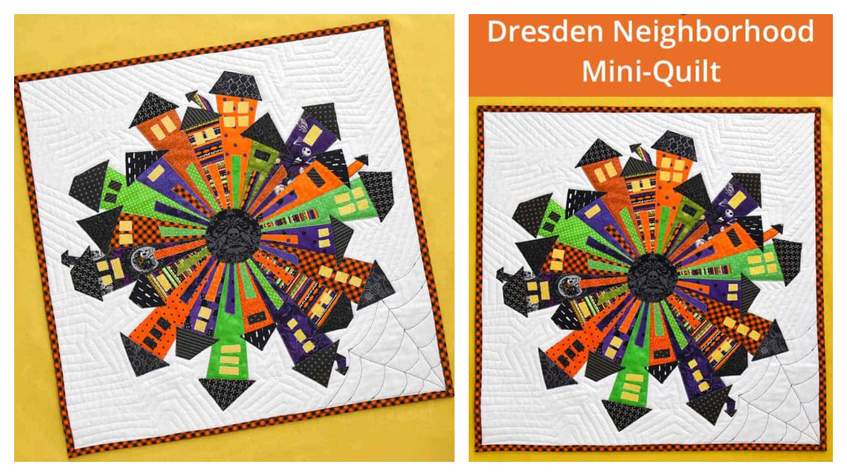 Halloween Dresden Neighborhood Mini Quilt Free Sewing Pattern