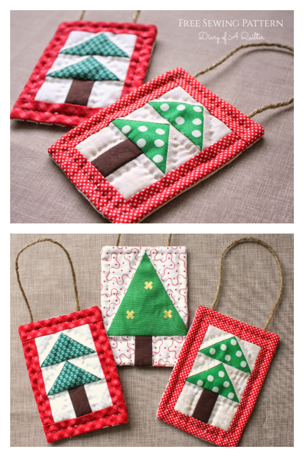 Mini Christmas Tree Quilt Ornament Free Sewing Pattern