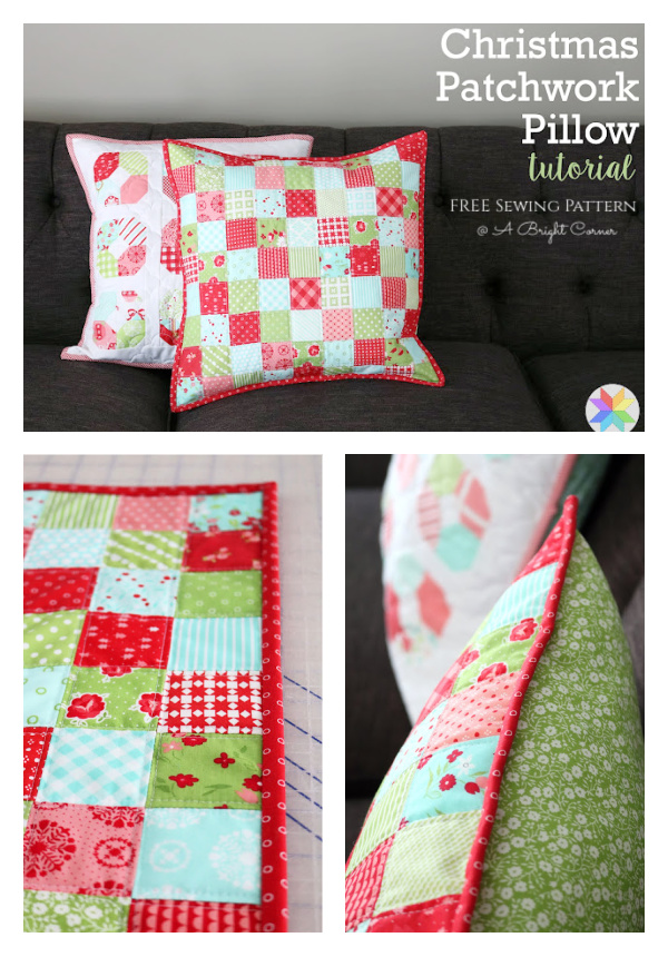 Christmas Patchwork Pillow Free Sewing Tutorial