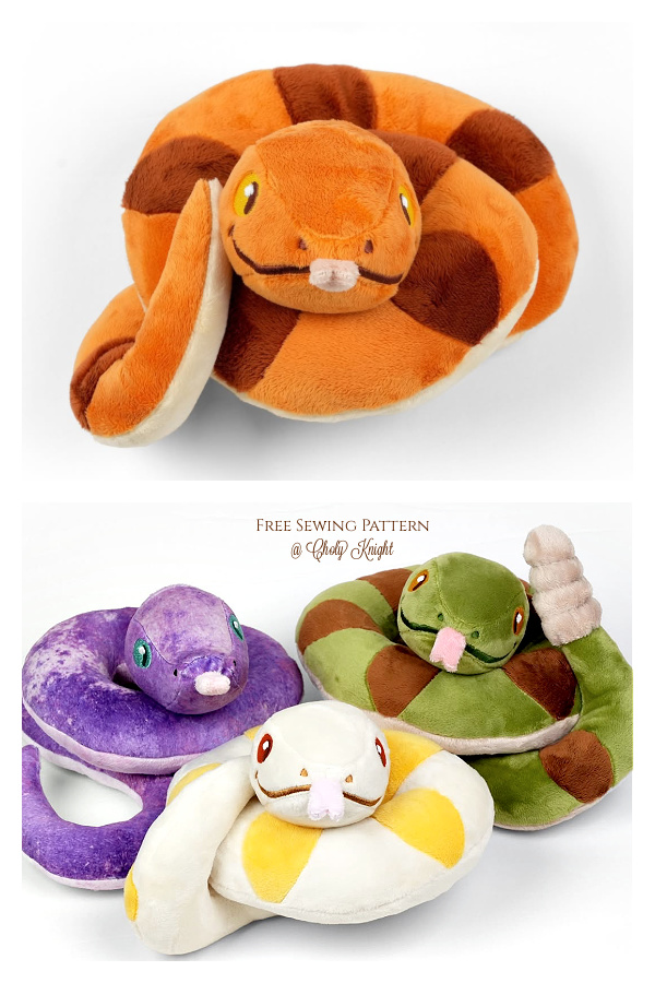 Fabric Snake Plush Free Sewing Pattern