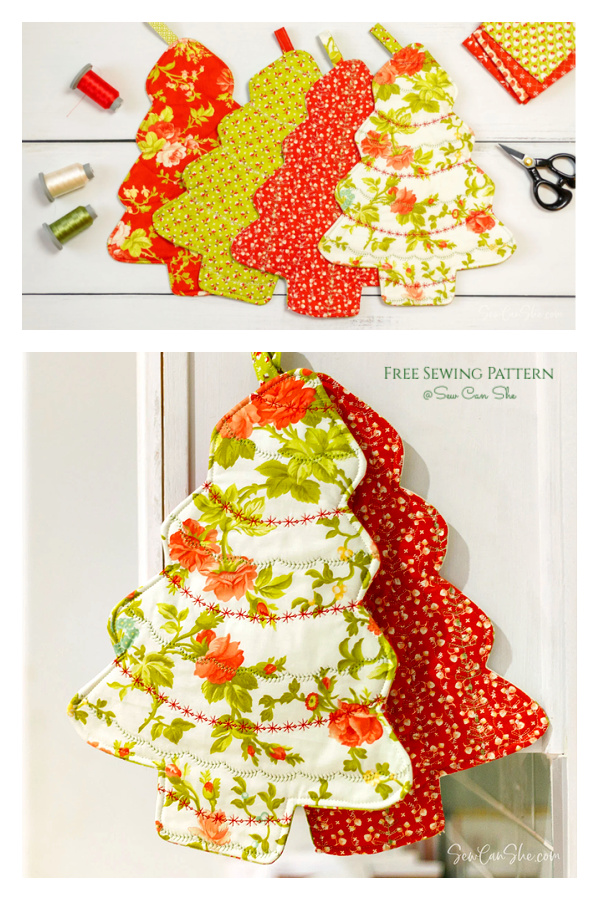 Fat Quarter Christmas Tree Potholder Pattern Free Sewing Pattern