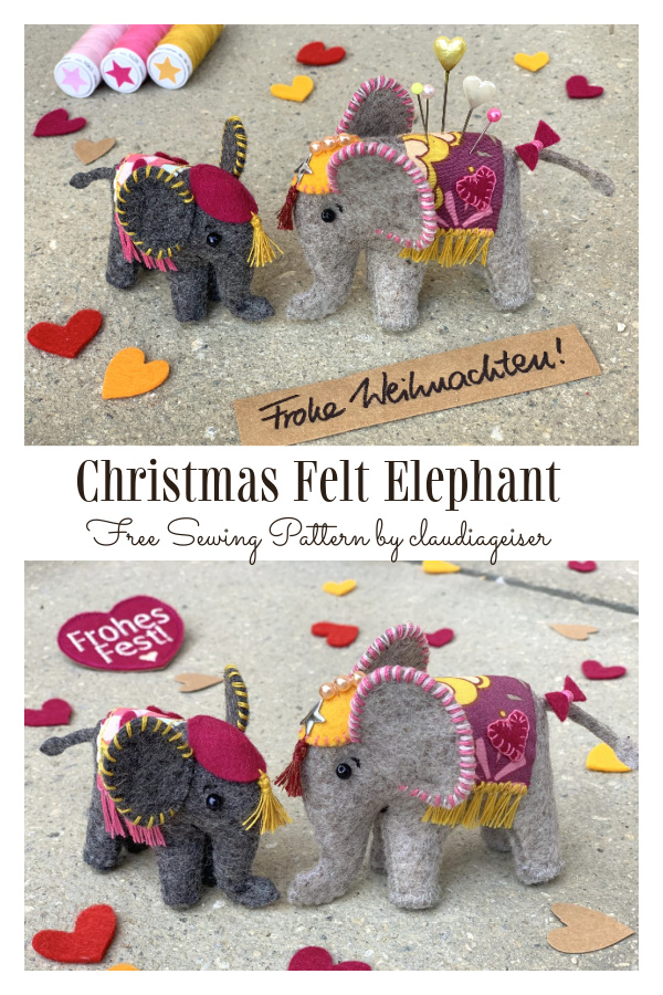 Felt Elephant Pincushion Free Sewing Pattern