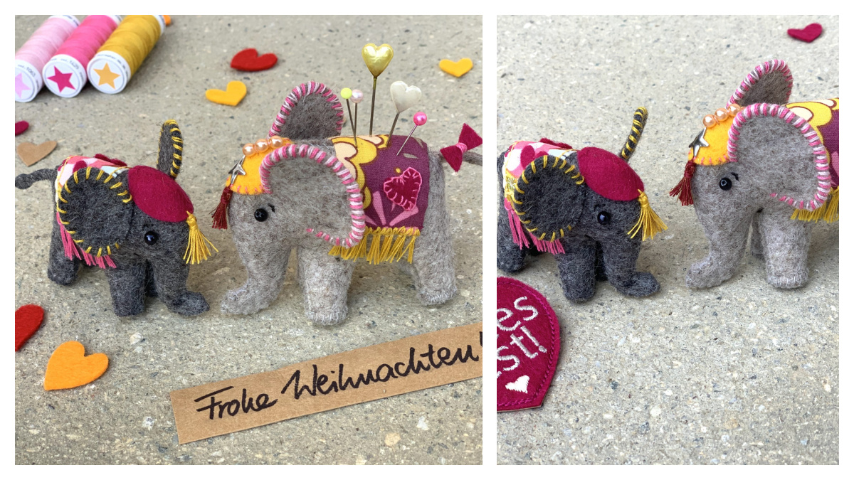 Felt Elephant Pincushion Free Sewing Pattern 