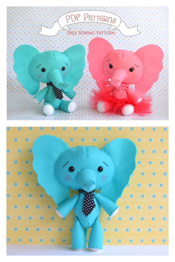 Felt Elephants Boy and Girl Free Sewing Patterns