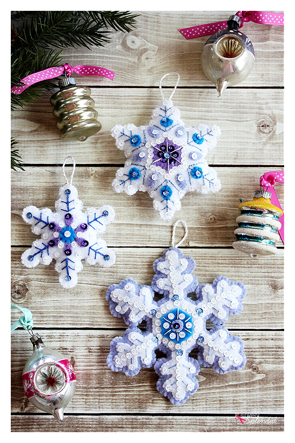 Felt Snowflake Ornaments Free Sewing Pattern