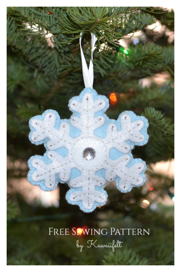 Felt Snowflake Ornaments Free Sewing Pattern