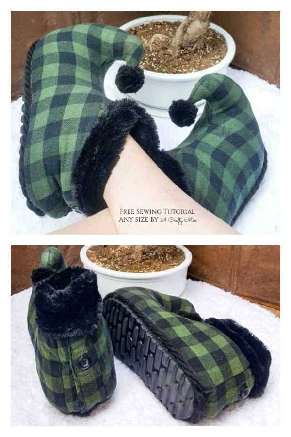 Flip Flop Flannel Elf Slippers Free Sewing Tutorial