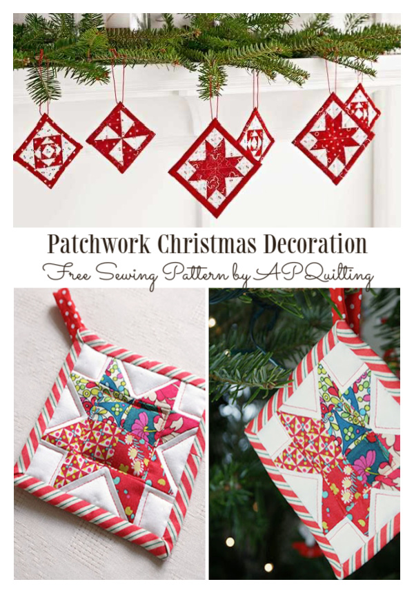 Mini Patchwork Christmas Ornament Decoration Free Sewing Patterns