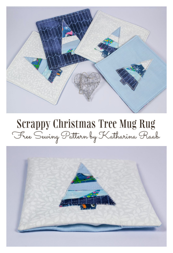 Scrappy Christmas Tree Mug Rug Free Sewing Pattern