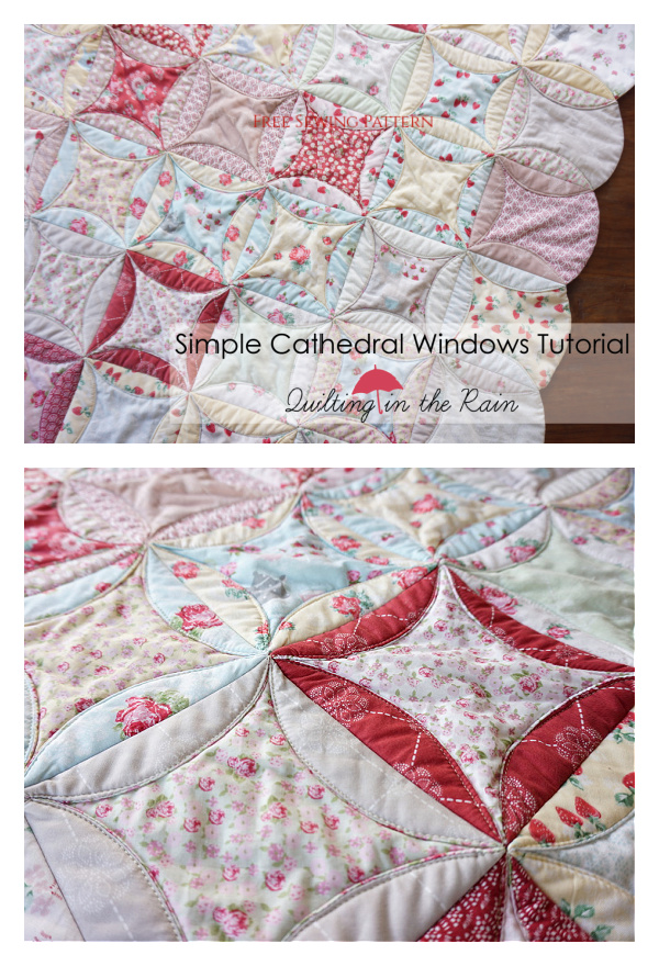 Simple Cathedral Windows Quilt Free Sewing Pattern & Tutorial