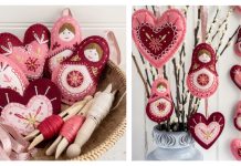 Embroidered Felt Hearts Ornament Sewing Pattern Embroidered Felt Hearts Ornament Sewing Pattern