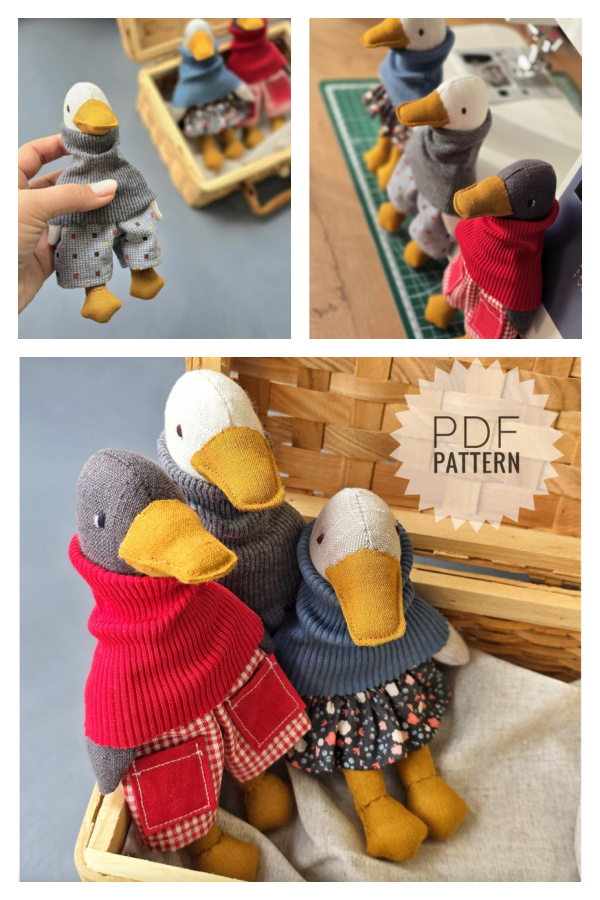 Fabric Stuffed Goose Toy Sewing Pattern