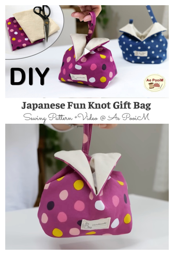 Fun Japanese Knot Gift Bag Free Sewing Pattern + Video