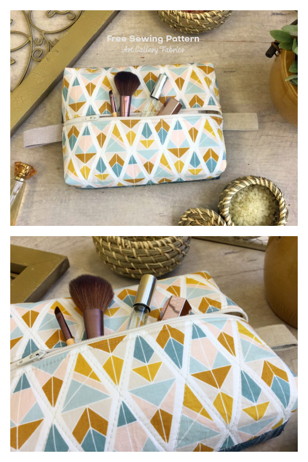 Boxy Travel Cosmetic Pouch Free Sewing Pattern