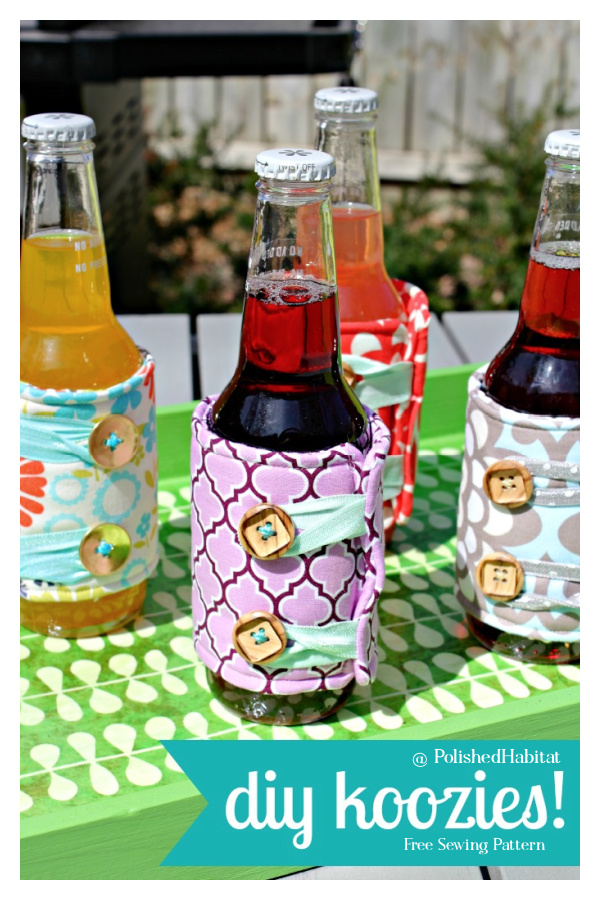 Fabric Koozies Bottle Wrap Free Sewing Pattern