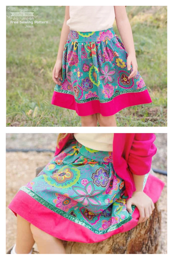 Girls Flat Front Panel Skirt Free Sewing Patterns (2-16)