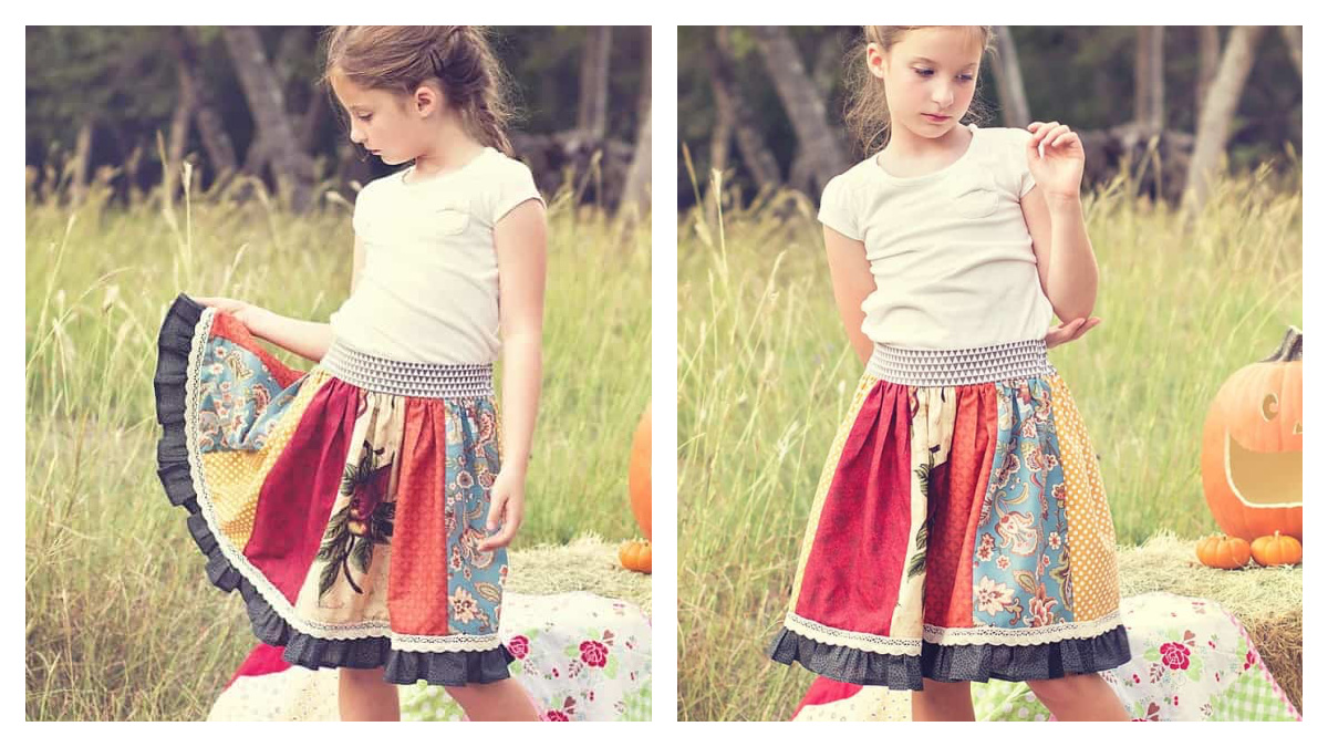 Girls Flat Front Panel Skirt Free Sewing Patterns