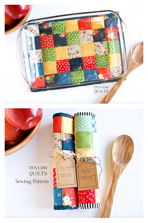 Quilted Patchwork Casserole Dishes Trivet Sewing Pattern