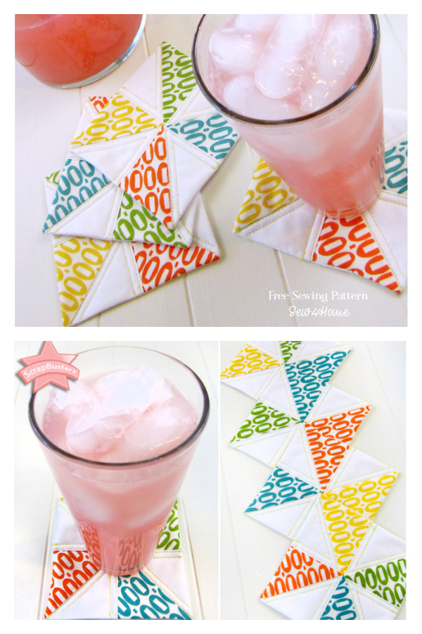 ScrapBusters Pinwheel Coaster Set Free Sewing Pattern