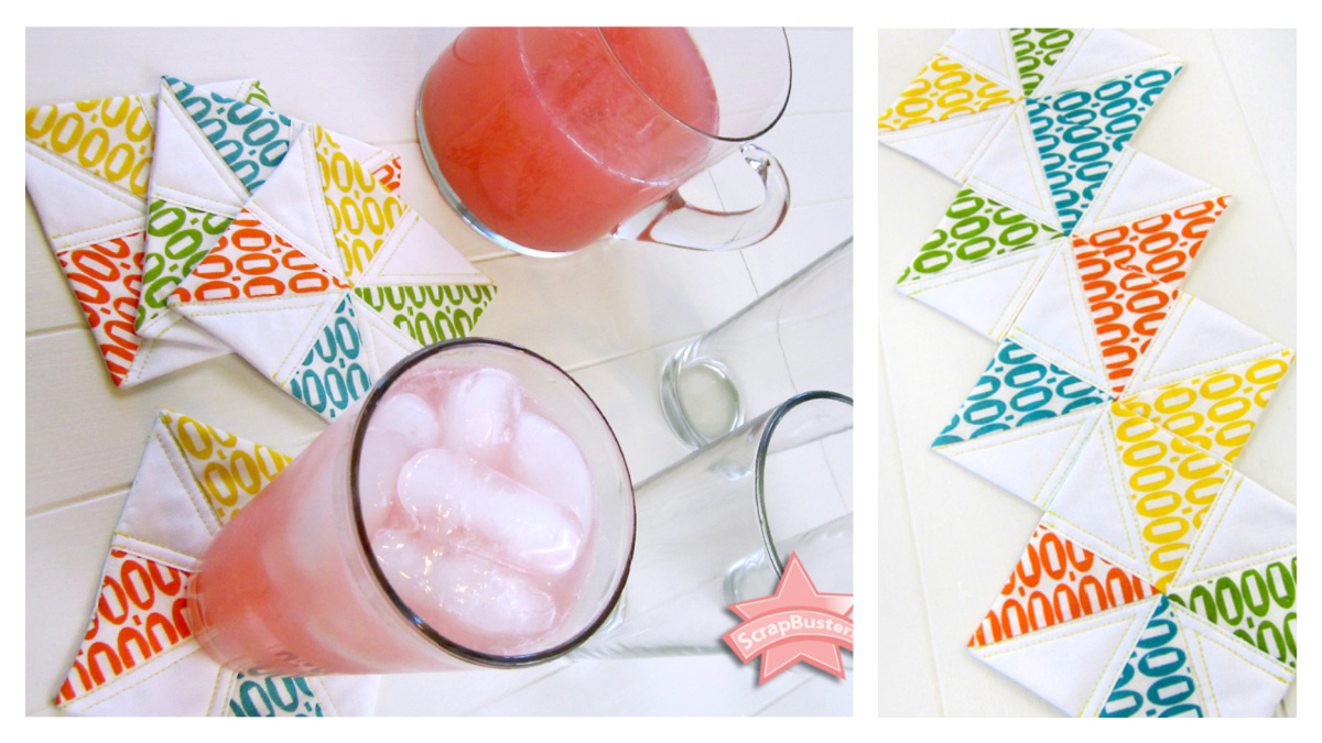 ScrapBusters Pinwheel Coaster Set Free Sewing Pattern