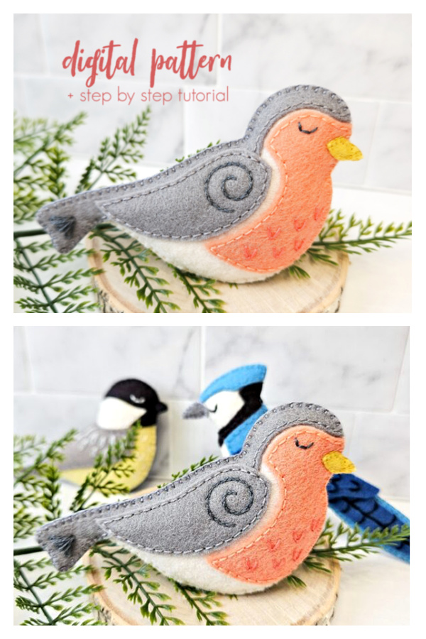 Felt Robin Bird Sewing Pattern