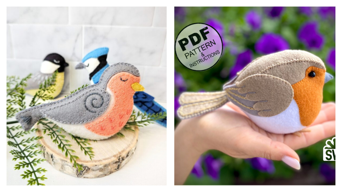 Felt Robin Bird Sewing Patterns
