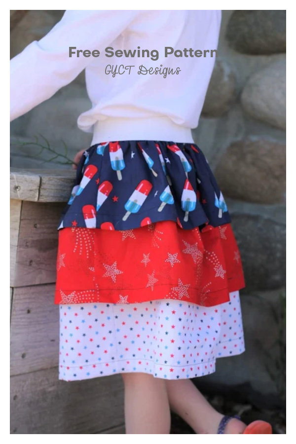 Patriotic Tiered Ruffle Skirt Free Sewing Pattern